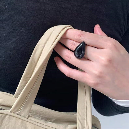 Irregular Wide Large Chunky Rings for Women Vintage Crystal Resin Autumn Winter Geometric Stacking Wear Finger Jewelry