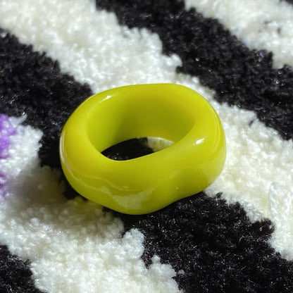 Irregular Wide Large Chunky Rings for Women Vintage Crystal Resin Autumn Winter Geometric Stacking Wear Finger Jewelry