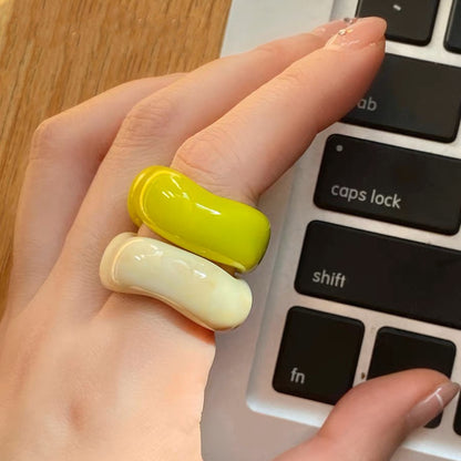 Irregular Wide Large Chunky Rings for Women Vintage Crystal Resin Autumn Winter Geometric Stacking Wear Finger Jewelry